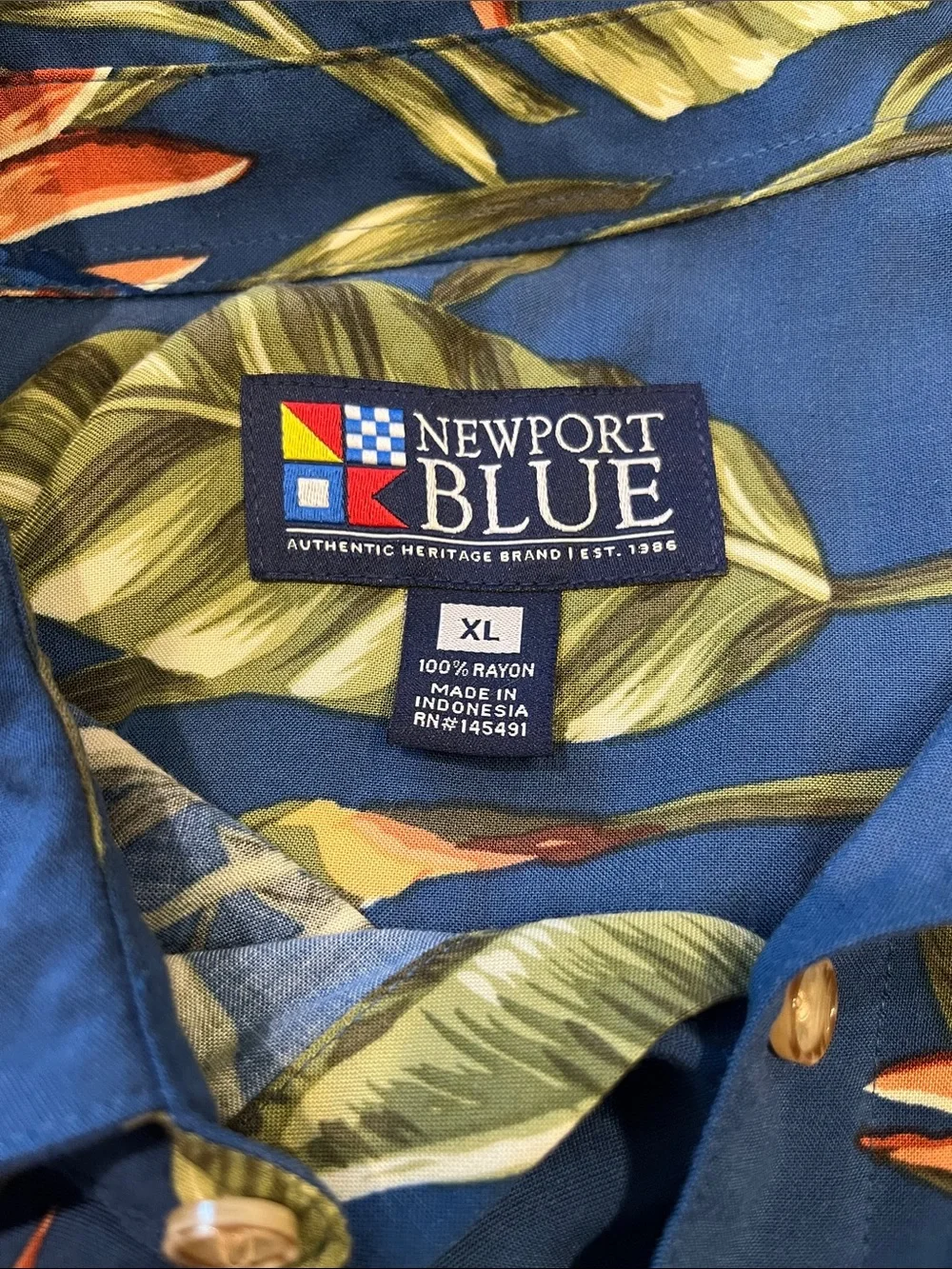 Newport Blue Hawaiian Button Down Shirt